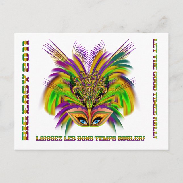 Mardi-Gras-Mask-The-Queen-V-3 Postcard (Front)