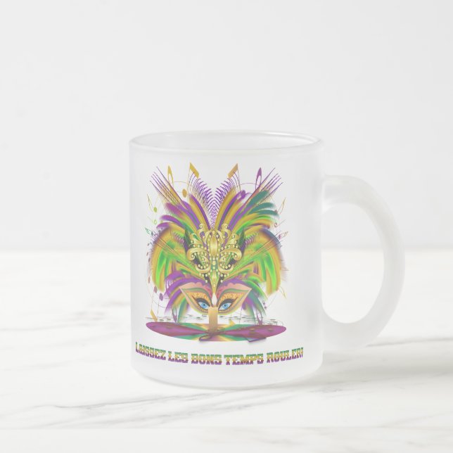 Mardi-Gras-Mask-The-Queen-V-4 Frosted Glass Coffee Mug (Right)