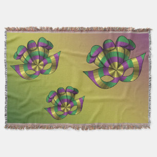 Mardi Gras Mask Throw Blanket