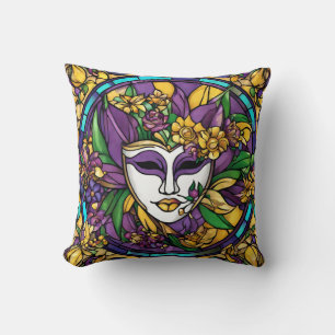 Mardi Gras Mask Throw Pillow