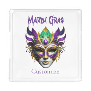 Mardi Gras Mask Thunder_Cove Acrylic Tray