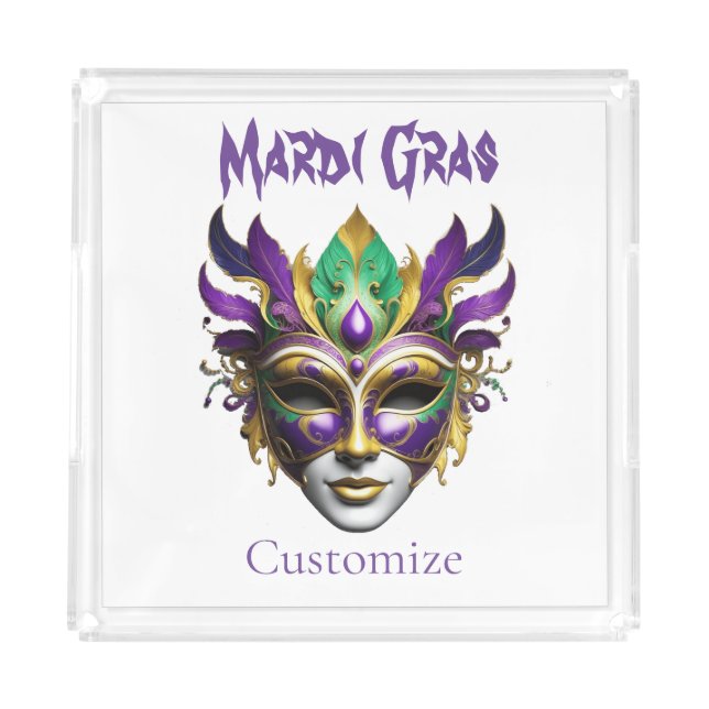 Mardi Gras Mask Thunder_Cove Acrylic Tray (Front)