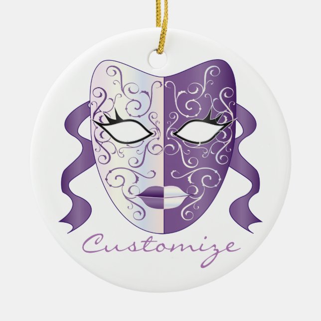 Mardi Gras Mask Thunder_Cove Ceramic Ornament (Front)
