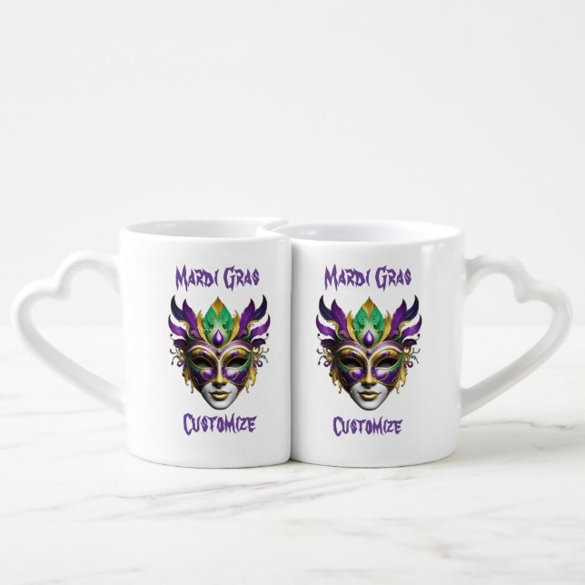 Mardi Gras Mask Thunder_Cove Coffee Mug Set (Back Nesting)