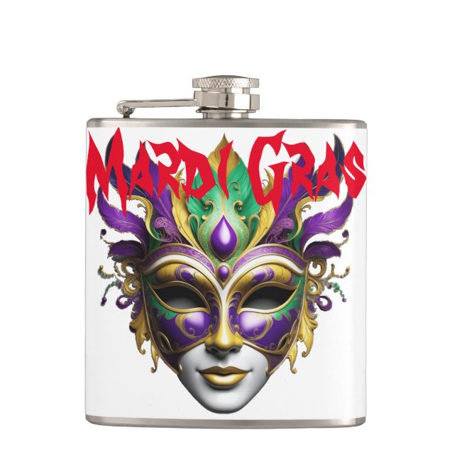 Mardi Gras Mask Thunder_Cove Flask (Front)