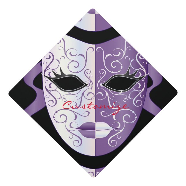 Mardi Gras Mask Thunder_Cove Graduation Cap Topper (Front)