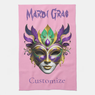 Mardi Gras Mask Thunder_Cove Kitchen Towel