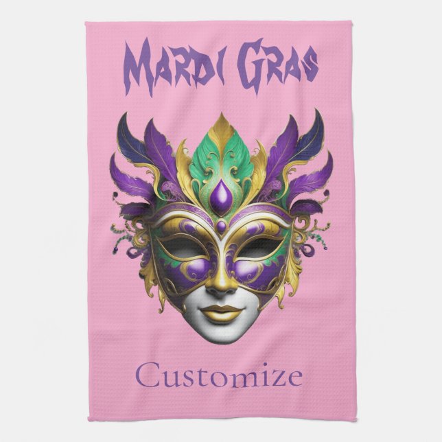 Mardi Gras Mask Thunder_Cove Kitchen Towel (Vertical)