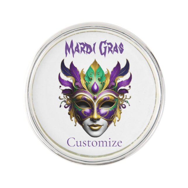 Mardi Gras Mask Thunder_Cove Lapel Pin (Front)