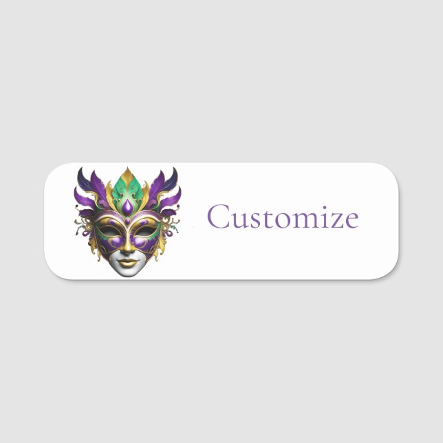 Mardi Gras Mask Thunder_Cove Name Tag (Front)