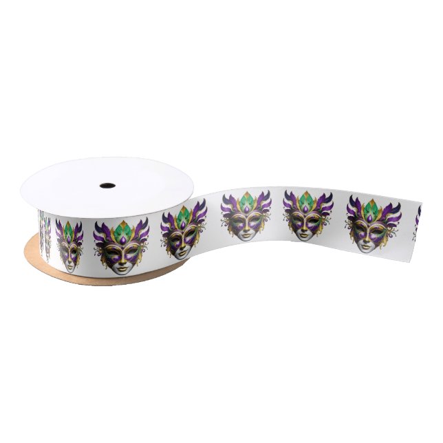 Mardi Gras Mask Thunder_Cove Satin Ribbon (Spool)