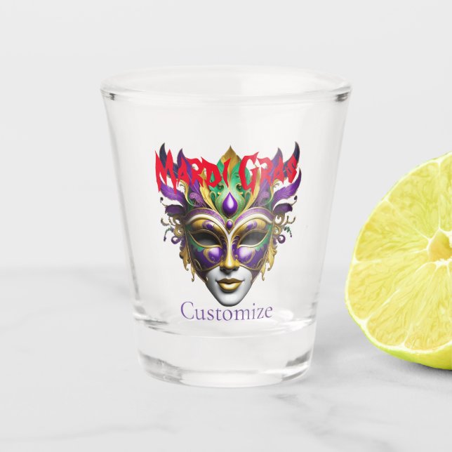 Mardi Gras Mask Thunder_Cove Shot Glass (Front)