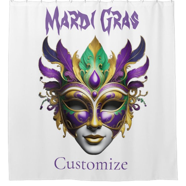 Mardi Gras Mask Thunder_Cove Shower Curtain (Front)