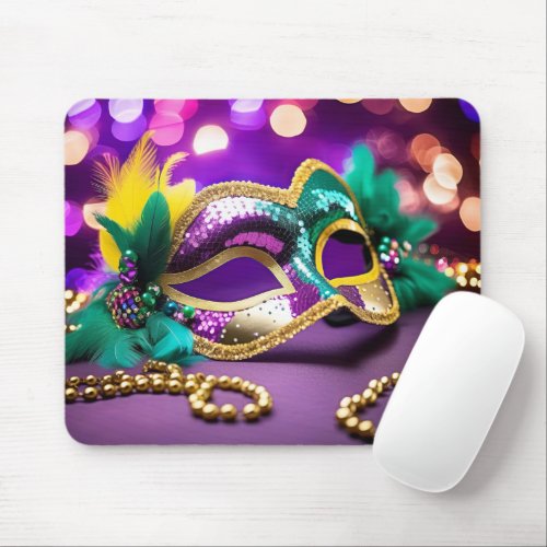 Mardi Gras Mask With Bokeh Lighting Mouse Pad