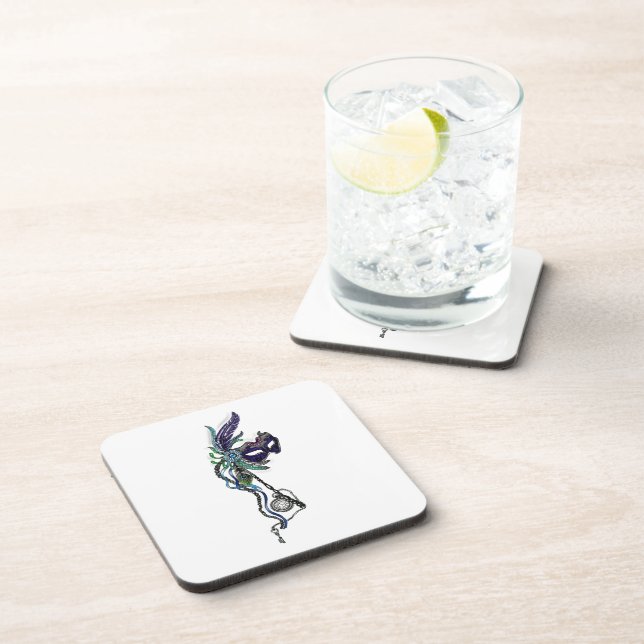 Mardi Gras Mask with pocket watch Beverage Coaster (Right Side)