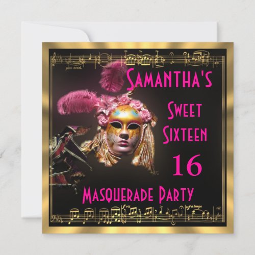 Mardi Gras masked ball sixteen party Invitation