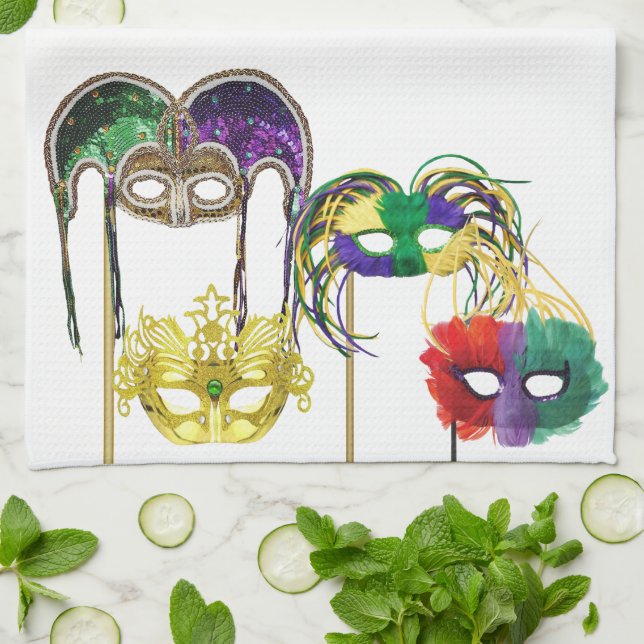 Mardi Gras Masks 1 Kitchen Towel (Folded)
