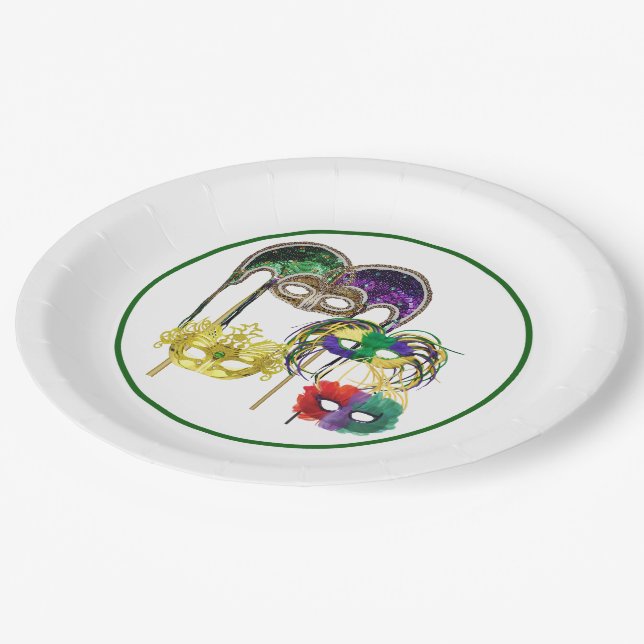 Mardi Gras Masks 1 Paper Plates (Angled)