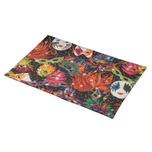 Mardi Gras Masks 2 Cloth Placemat