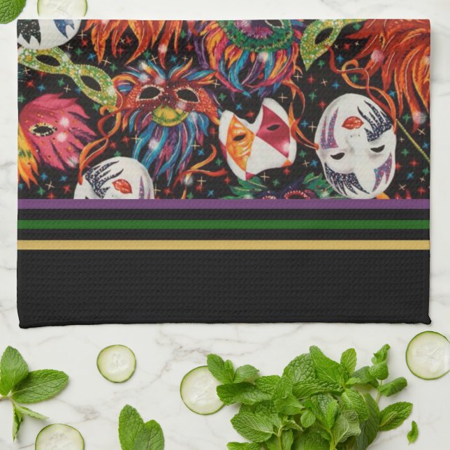 Mardi Gras Masks 2 Towel (Folded)