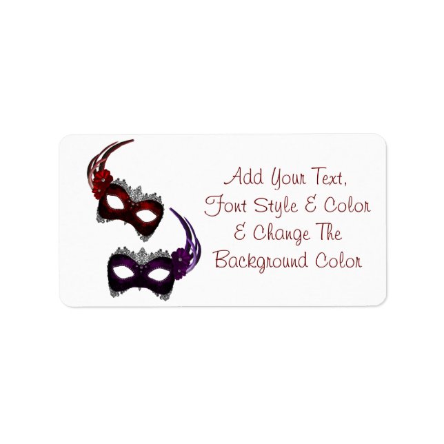 Mardi Gras Masks All Color Address Labels (Front)
