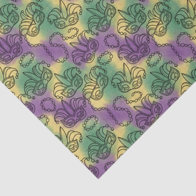 Mardi Gras Masks and Beads Doodle Art Style Tissue Paper (Detail)