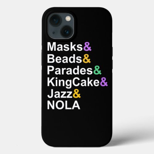 mardi gras masks beads parades kingcake jazz nola iPhone 13 case