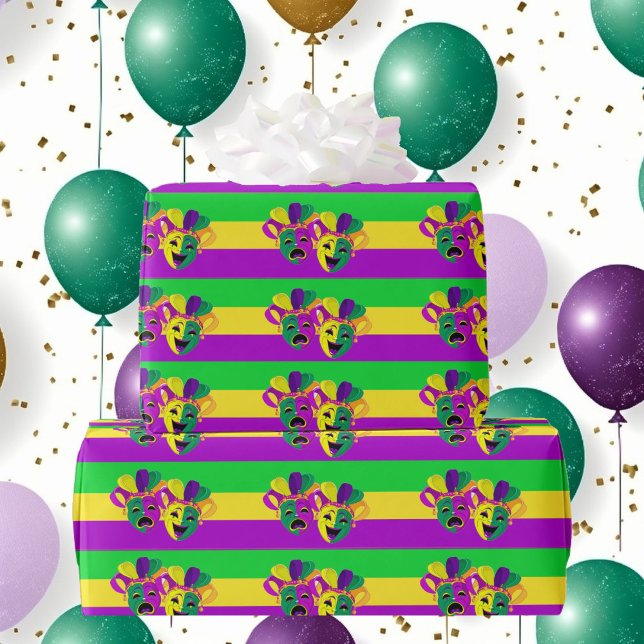 Mardi Gras Masks Comedy Tragedy Wrapping Paper (Creator Uploaded)