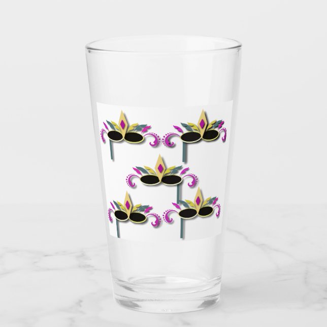 Mardi Gras masks design Colourful    Glass (Front)