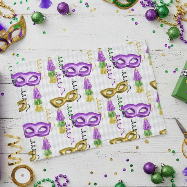 Mardi Gras Masks Green Purple Gold Yellow Tissue Paper (Creator Uploaded)