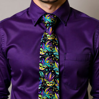 Mardi Gras Masks pattern Neck Tie