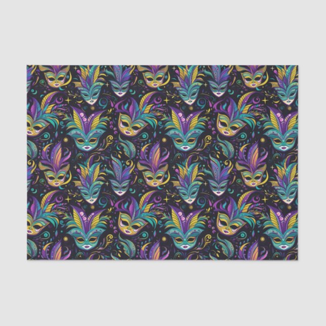 Mardi Gras Masks pattern Tissue Paper (Front)