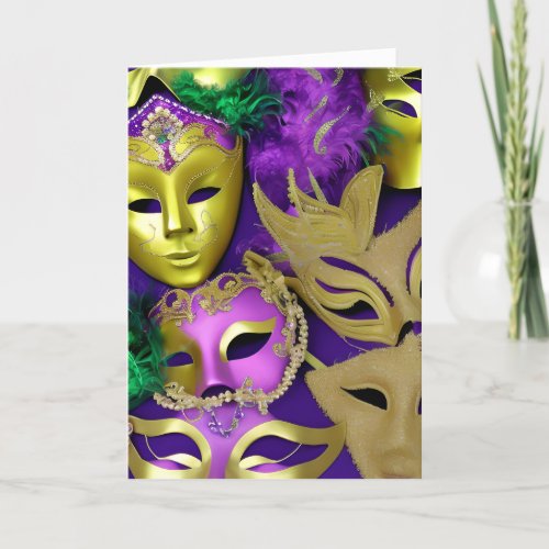 Mardi Gras Masks Ready to Party Card