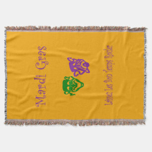 Mardi Gras Masks Rouler Throw Blanket
