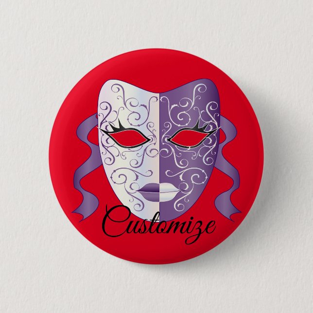 mardi gras masks Thunder_Cove Button (Front)