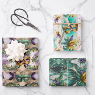 Mardi Gras Masks Wrapping Paper Sheets