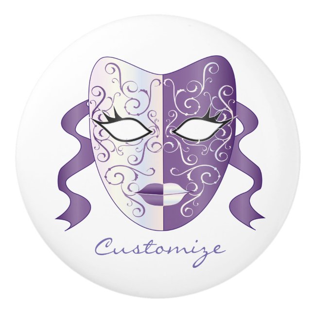 Mardi Gras MaskThunder_Cove Ceramic Knob (Front)