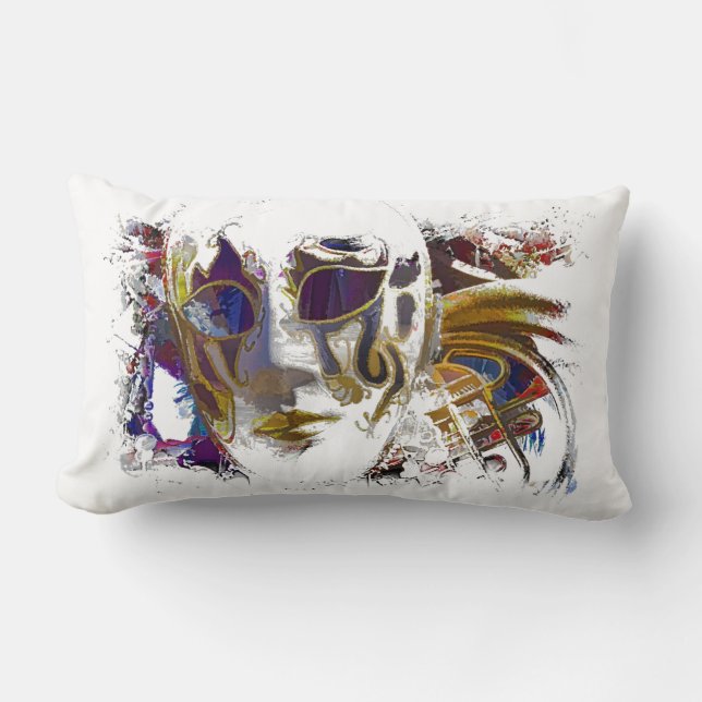 Mardi Gras Masque Lumbar Pillow (Front)
