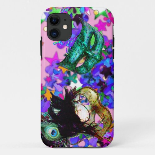 MARDI GRAS MASQUERADE BALL MASK  confetti iPhone 11 Case