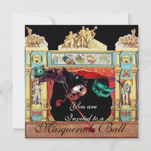 MARDI GRAS MASQUERADE BALL MASKS THEATRE STAGE INVITATION