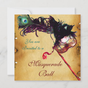 MARDI GRAS MASQUERADE BALL parchment Invitation