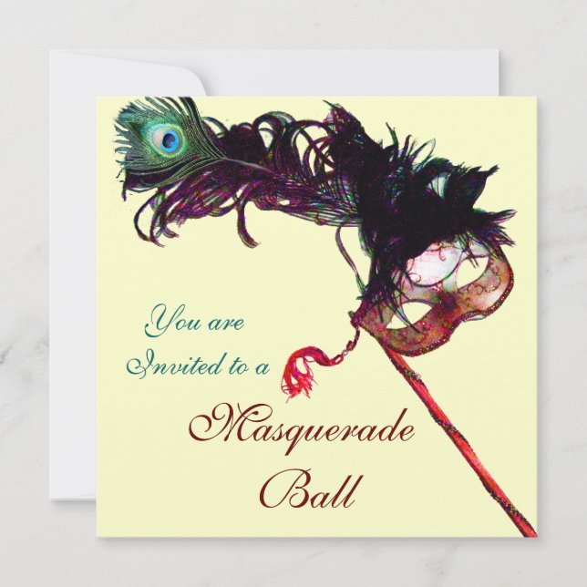 MARDI GRAS MASQUERADE BALL Silver Metallic Invitation (Front)