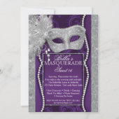 Mardi Gras Masquerade Birthday Party Invitation (Back)