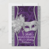 Mardi Gras Masquerade Birthday Party Invitation (Front)