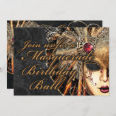 Mardi Gras Masquerade Birthday Party Invitation (Front/Back)