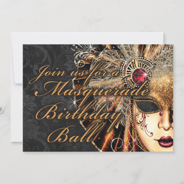 Mardi Gras Masquerade Birthday Party Invitation (Front)
