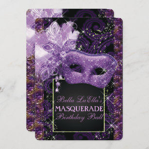 Mardi Gras Masquerade Birthday Party Invitation