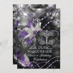 Mardi Gras Masquerade Birthday Party Invitation