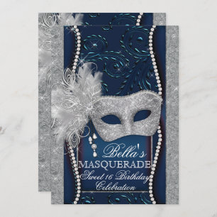 Mardi Gras Masquerade Birthday Party Invitation