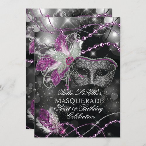 Mardi Gras Masquerade Birthday Party Invitation